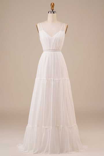 A-Line Simple vestido de novia largo